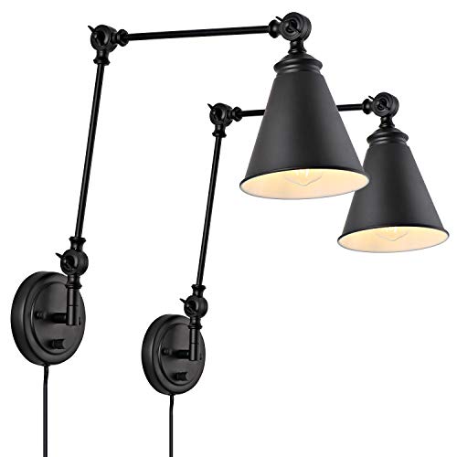 WINGBO Adjustable Swing Arm Wall Sconce Set of 2