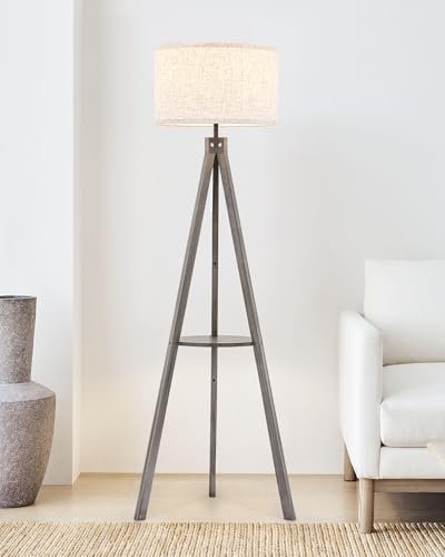 ELYONA Tripod Floor Lamp with Built-In Side Table