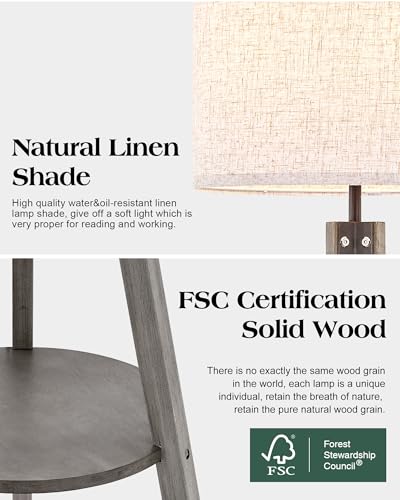ELYONA Tripod Floor Lamp with Built-In Side Table