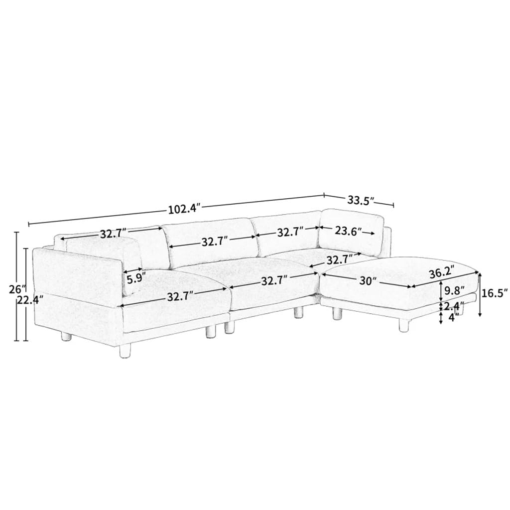 ZSLKDL Convertible L-Shaped Sectional Sofa with Reversible Chaise