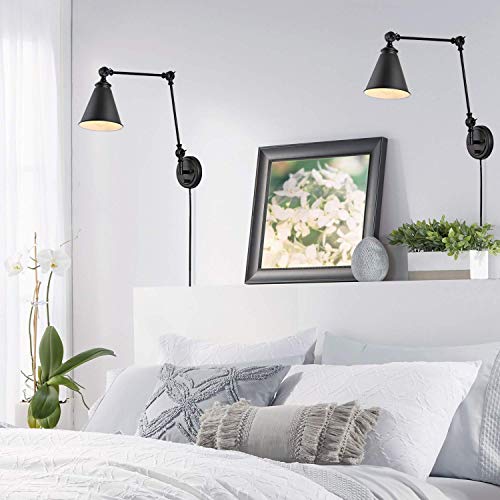 WINGBO Adjustable Swing Arm Wall Sconce Set of 2