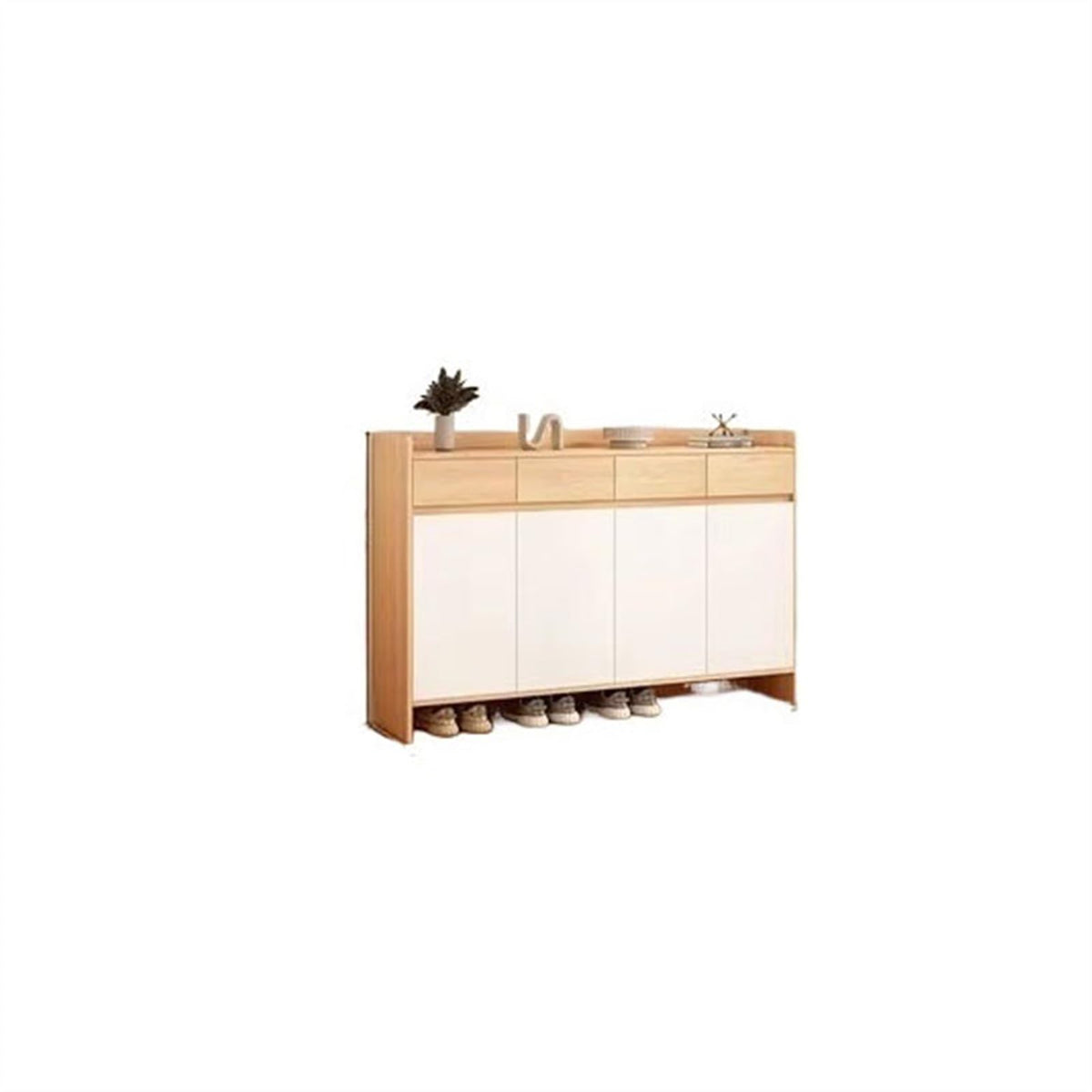 Modern Solid Wood Entryway Shoe Cabinet with Storage