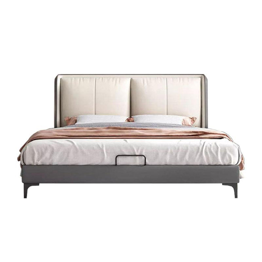 DLCQIJI White Queen Leather Upholstered Platform Bed Frame