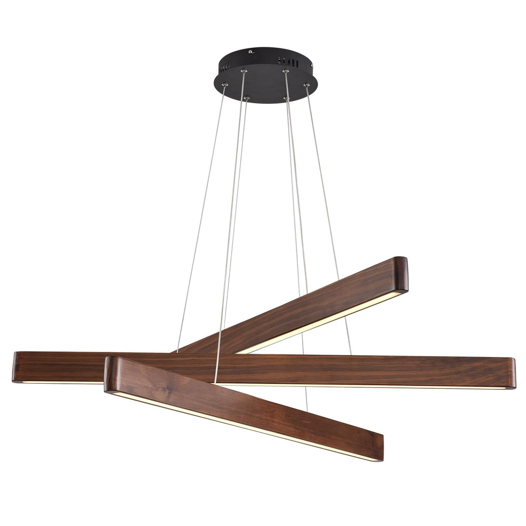YISDESIGN Dimmable Wood Linear Pendant Light Fixture