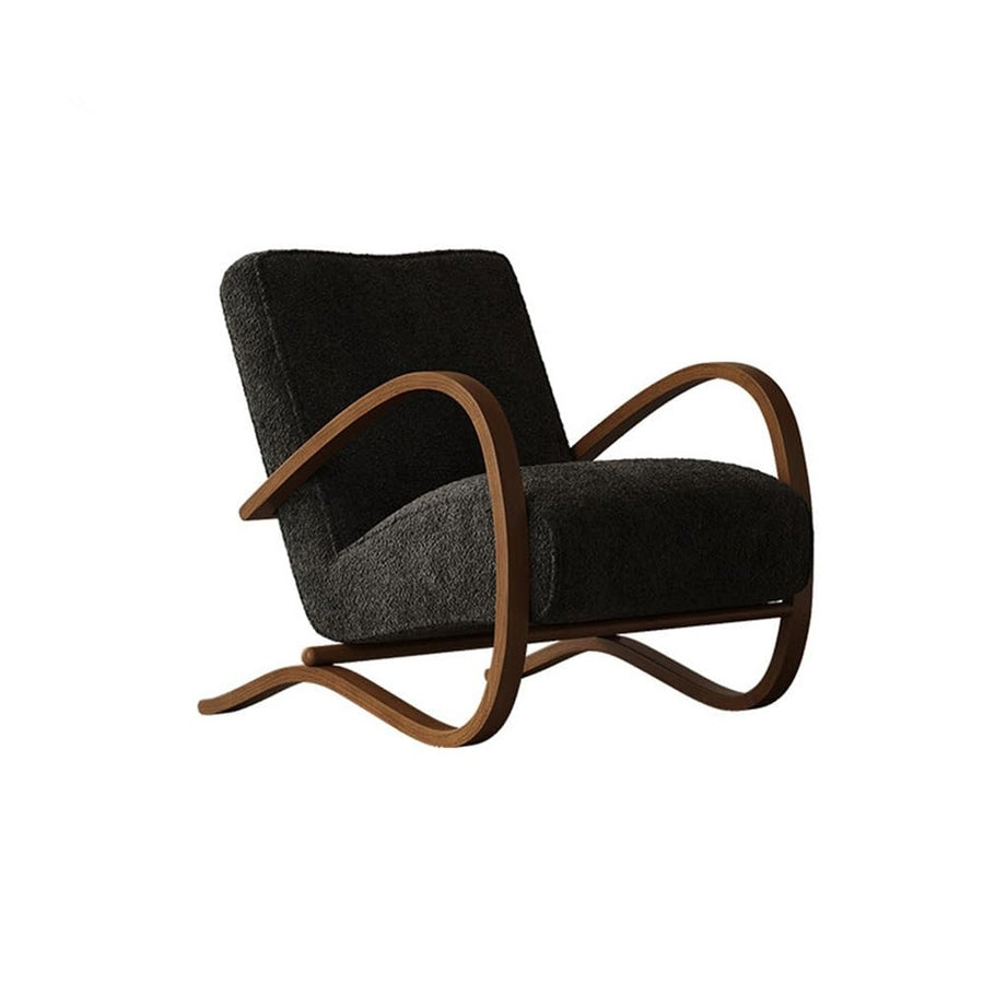 JOSOGO Mid-Century Bouclé Rocking Chair with Walnut Frame