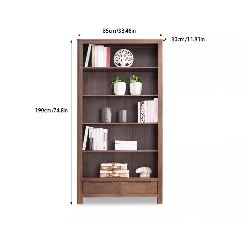 Modern Nordic Solid Wood Oak & Walnut Storage Bookcase