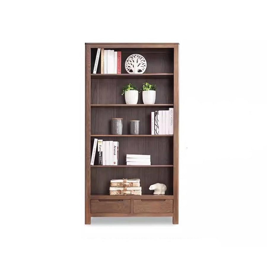 Modern Nordic Solid Wood Oak & Walnut Storage Bookcase