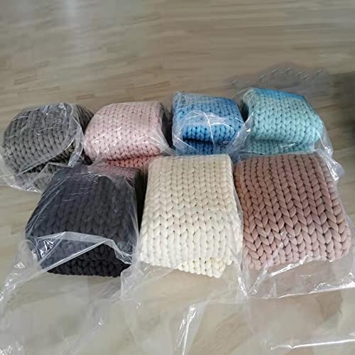 Chunky Knit Cotton Throw Blanket, Light Gray 120 x 150 cm
