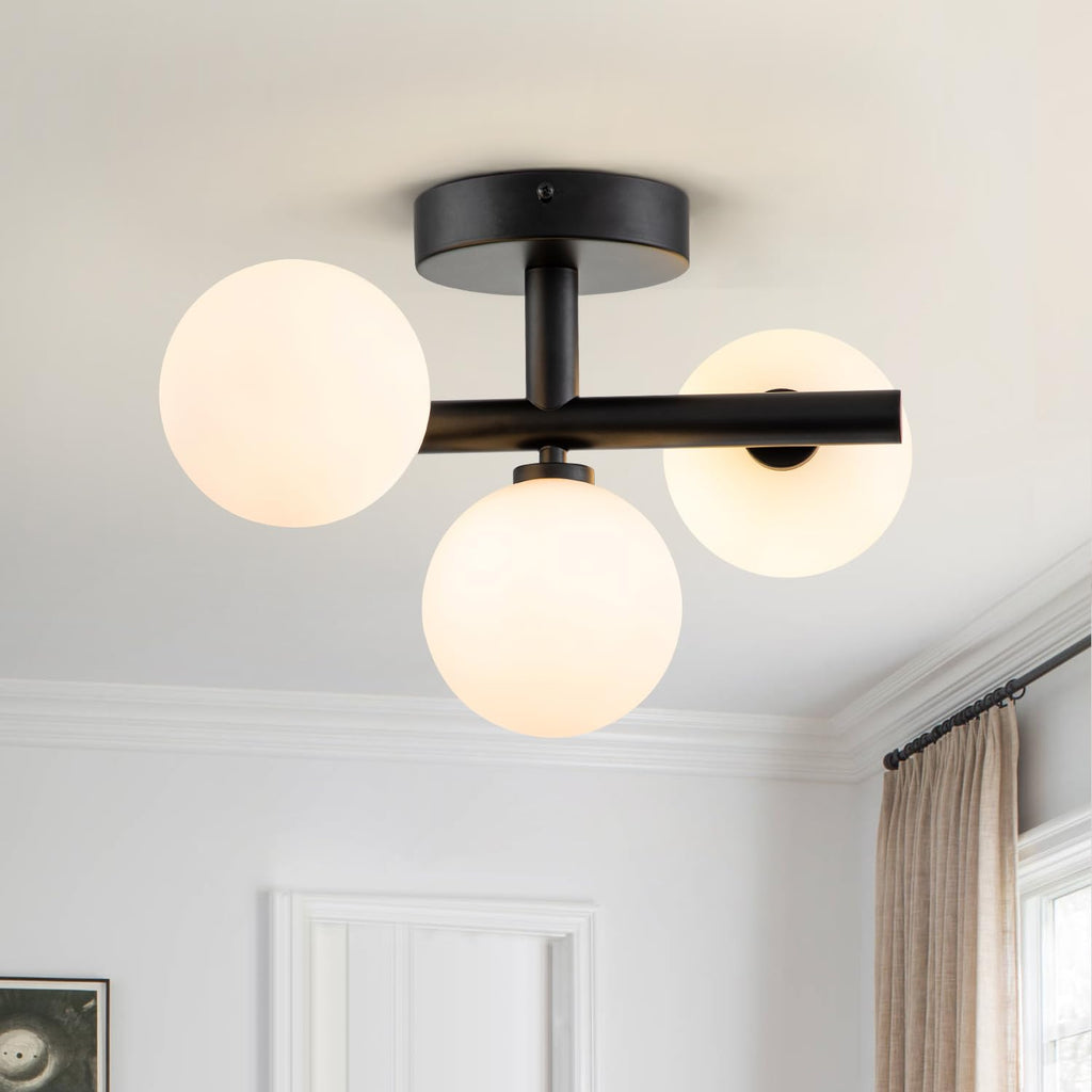 EDISLIVE Semi-Flush Mount Glass Globe Ceiling Light