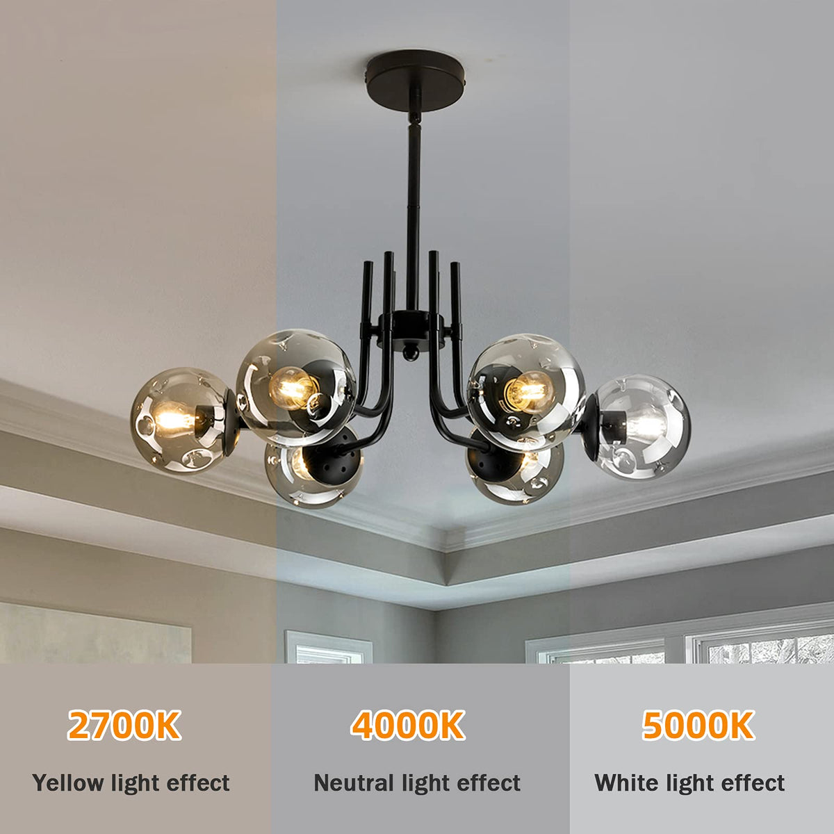 Modern Glass Globe Chandelier Ceiling Light Fixture