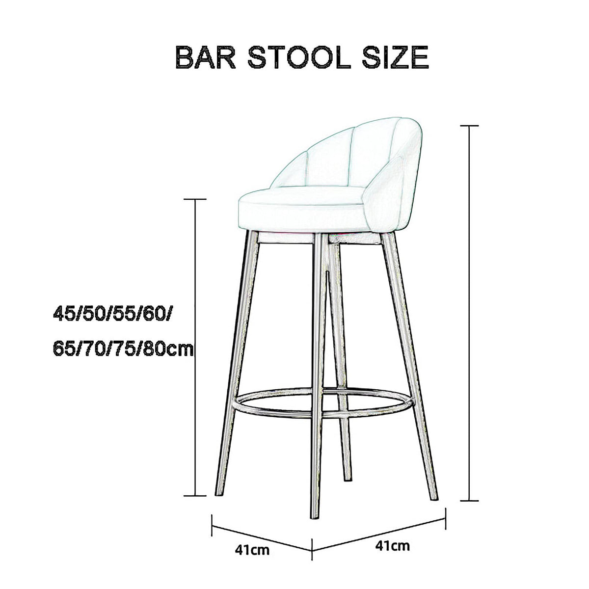 Modern Velvet Bar Stools with Backrest, Set of 2