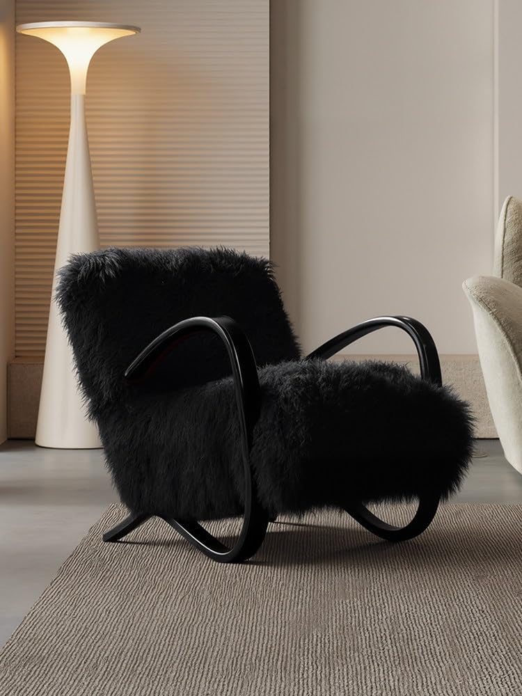 JOSOGO Mid-Century Bouclé Rocking Chair with Walnut Frame