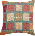 Set of 5 Handmade Jute Kilim Pillow Covers, 18 x 18 Inch
