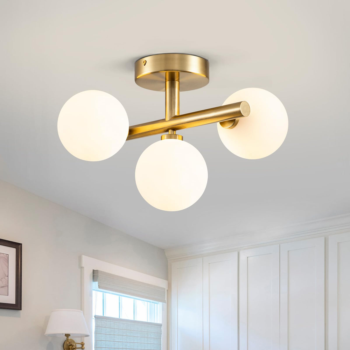 EDISLIVE Semi-Flush Mount Glass Globe Ceiling Light