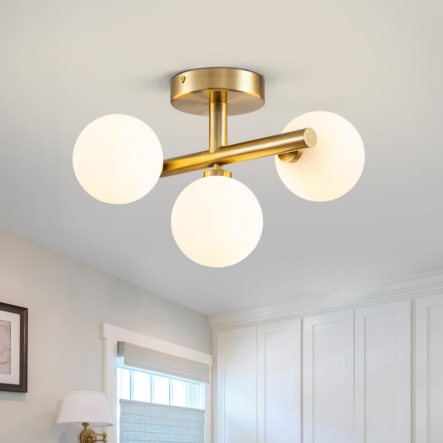 EDISLIVE Semi-Flush Mount Glass Globe Ceiling Light