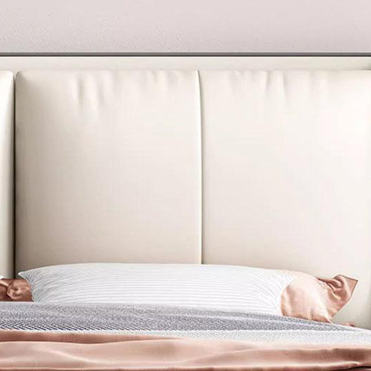 DLCQIJI White Queen Leather Upholstered Platform Bed Frame