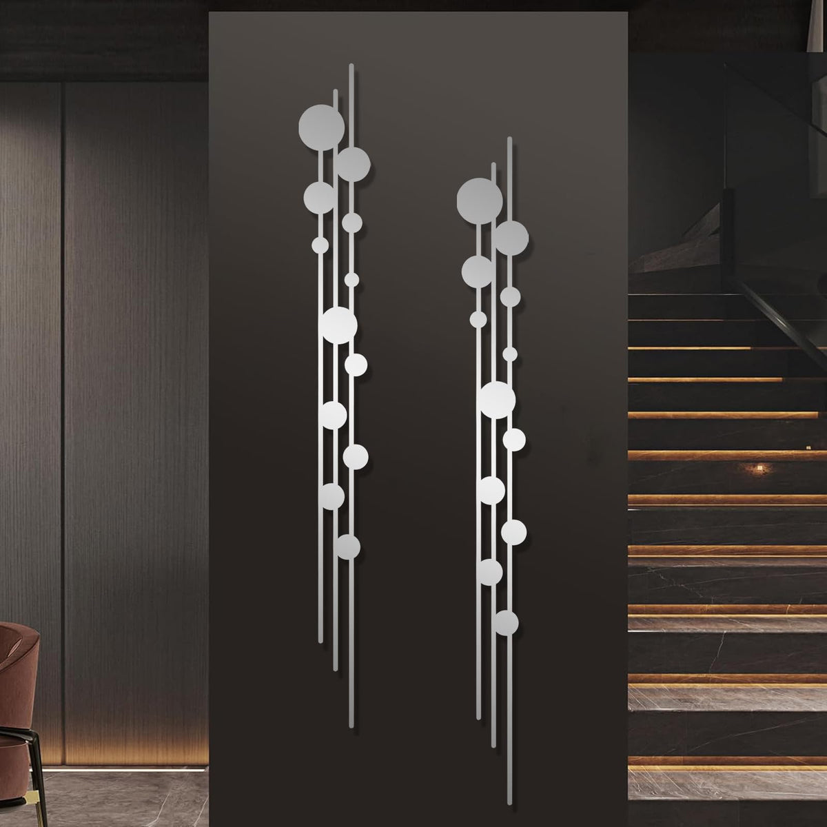 Gueeclk Minimalist Metal Wall Art Sculpture Set of 2