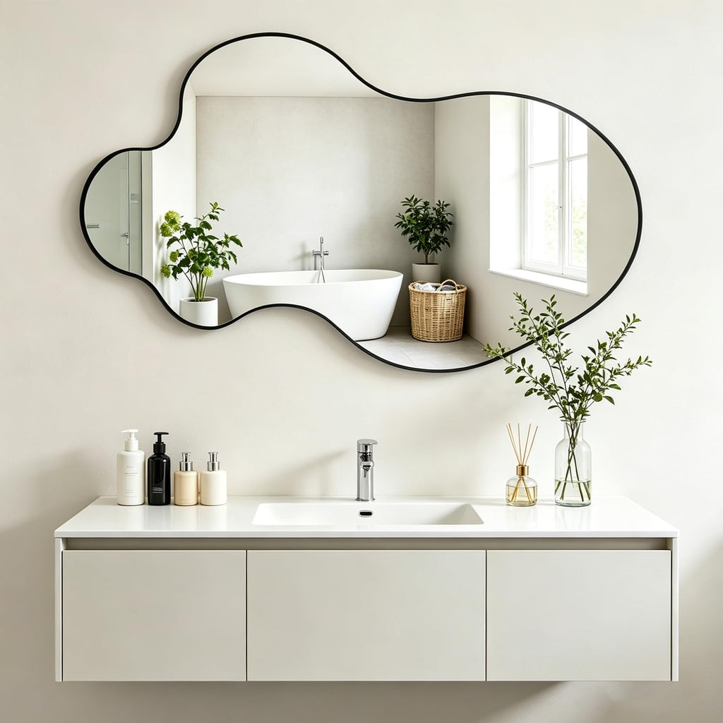 Flower-Shaped Decorative Metal Wall Mirror for Entryway
