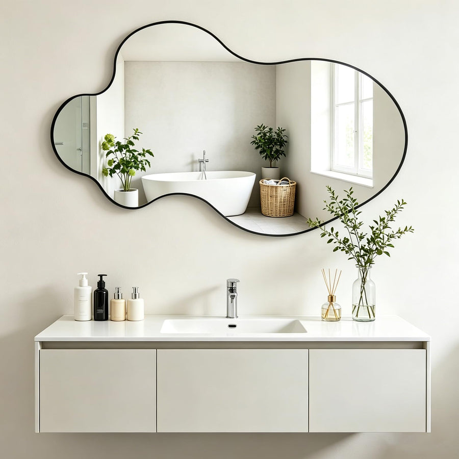 Flower-Shaped Decorative Metal Wall Mirror for Entryway