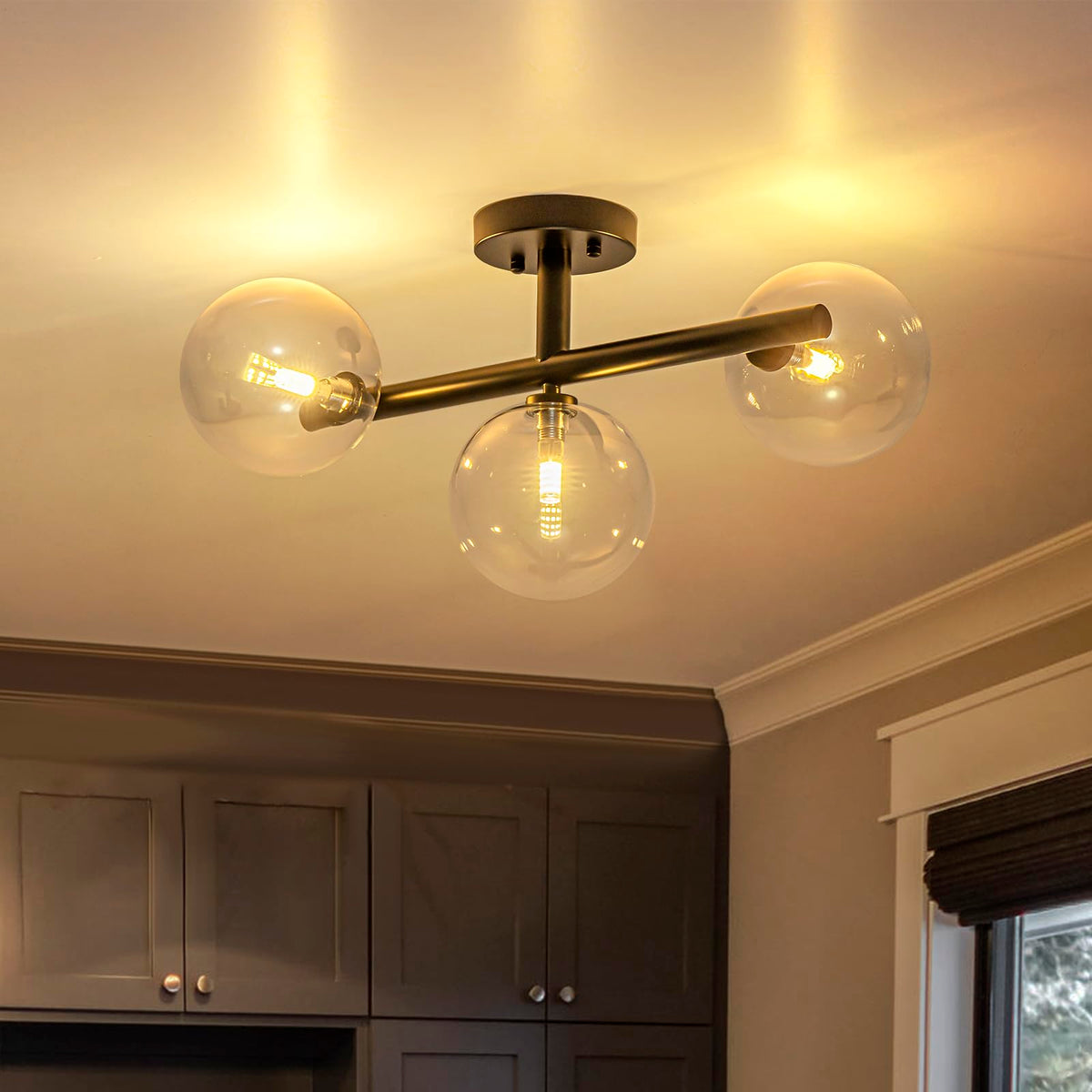 EDISLIVE Semi-Flush Mount Glass Globe Ceiling Light