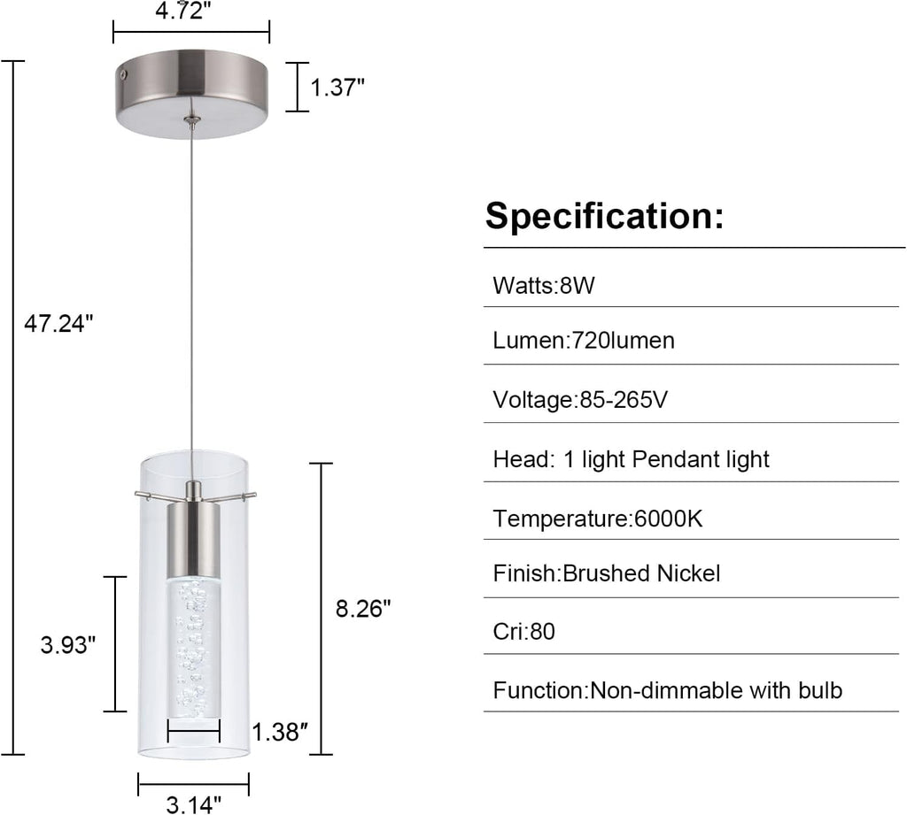 Leadtek Modern Pendant Ceiling Light Fixture, Large