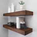 Set of 2 Rustic Pine Wood Floating Wall Shelves