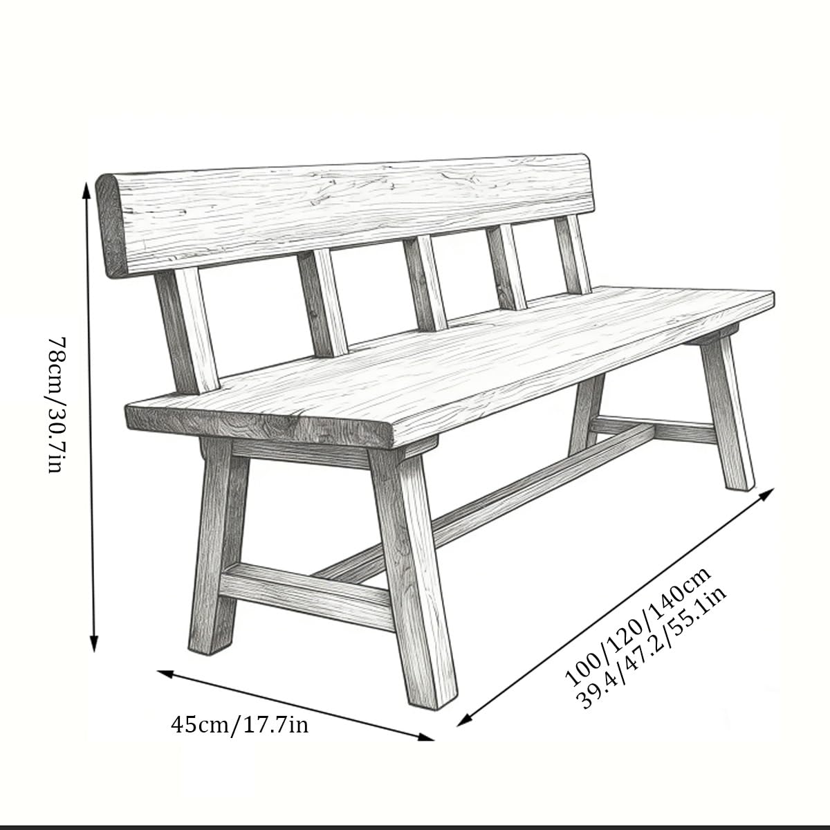 CJWKXQOL Solid Wood Farmhouse Entryway Bench with Triangular Legs