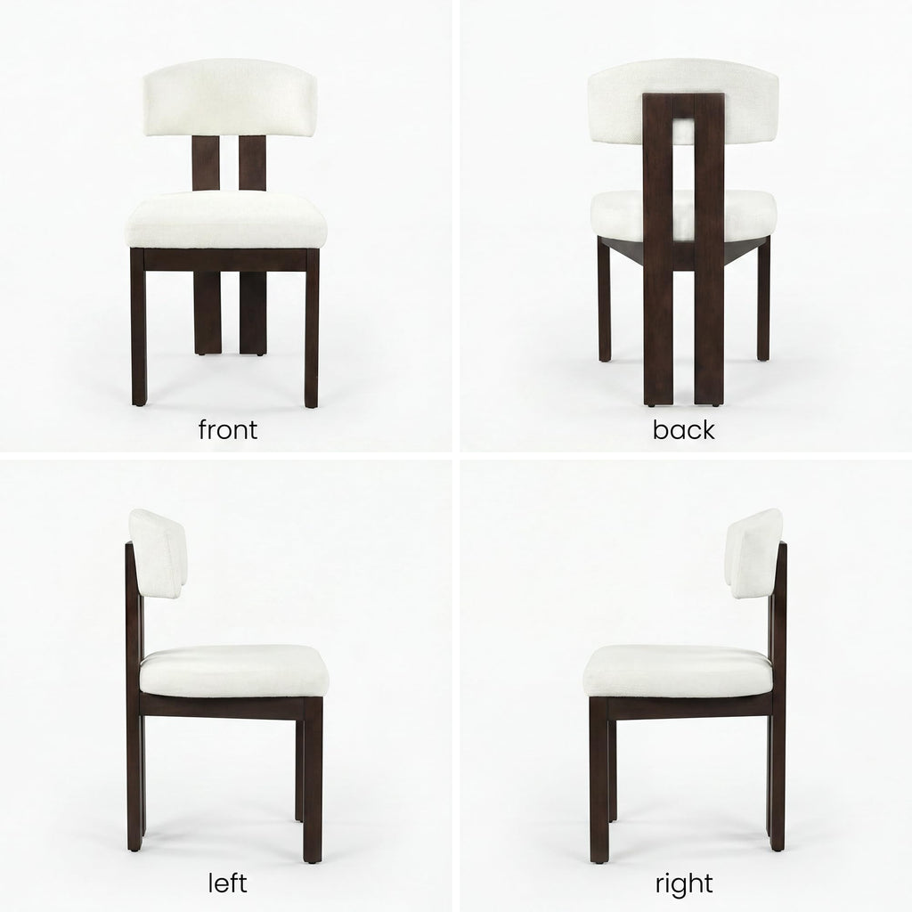 COLAMY Set of 4 Upholstered Dining Chairs, Beige & Walnut