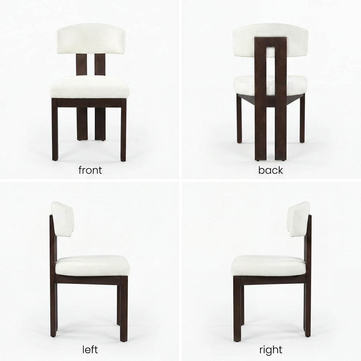 COLAMY Set of 4 Upholstered Dining Chairs, Beige & Walnut