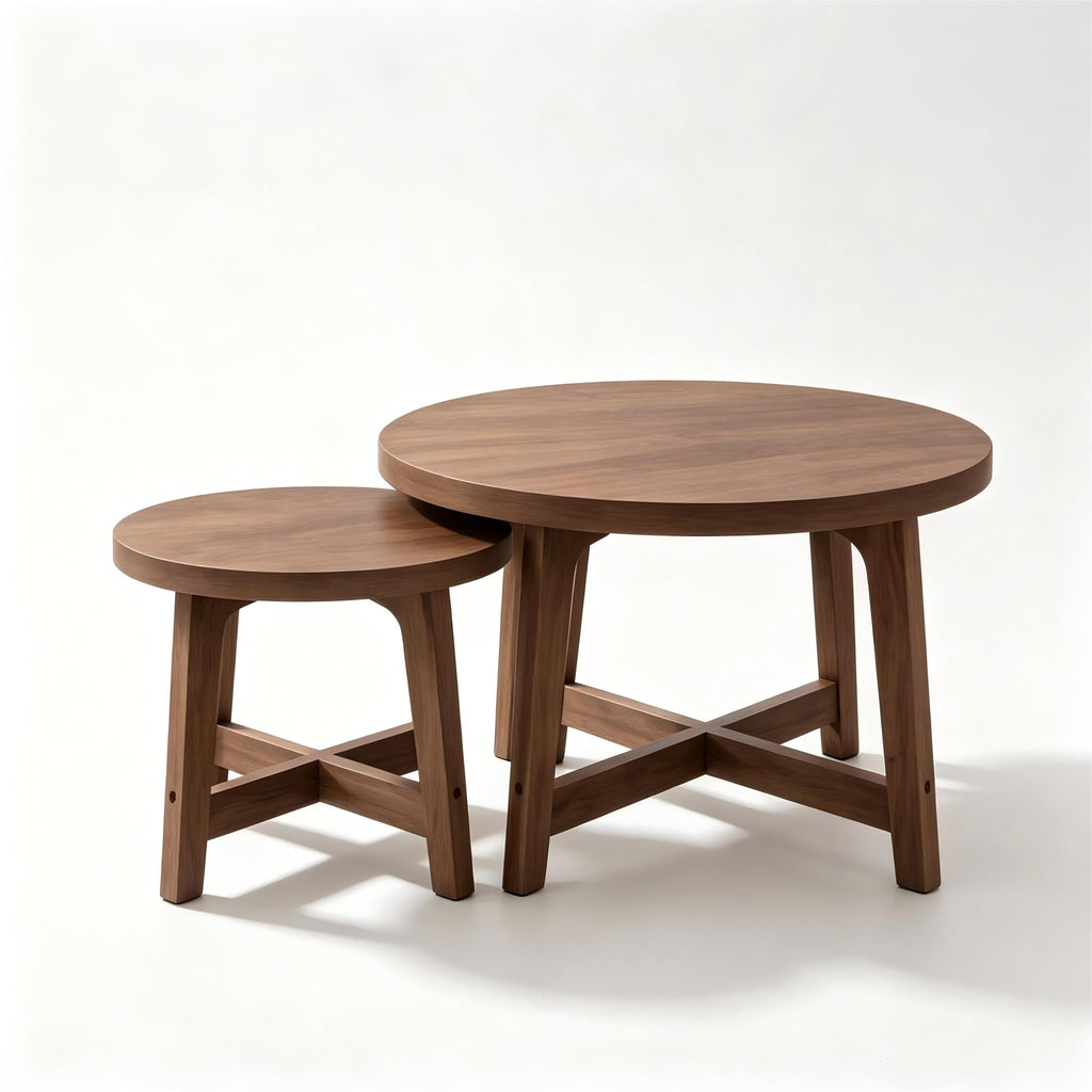 SHAOMABA Round Nesting Coffee Table Set of 2, Wood