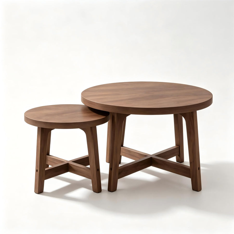SHAOMABA Round Nesting Coffee Table Set of 2, Wood