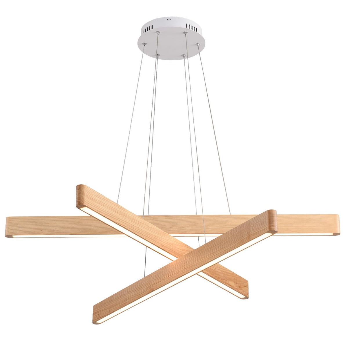 YISDESIGN Dimmable Wood Linear Pendant Light Fixture