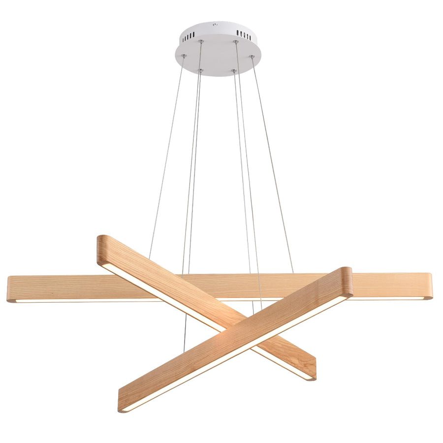 YISDESIGN Dimmable Wood Linear Pendant Light Fixture