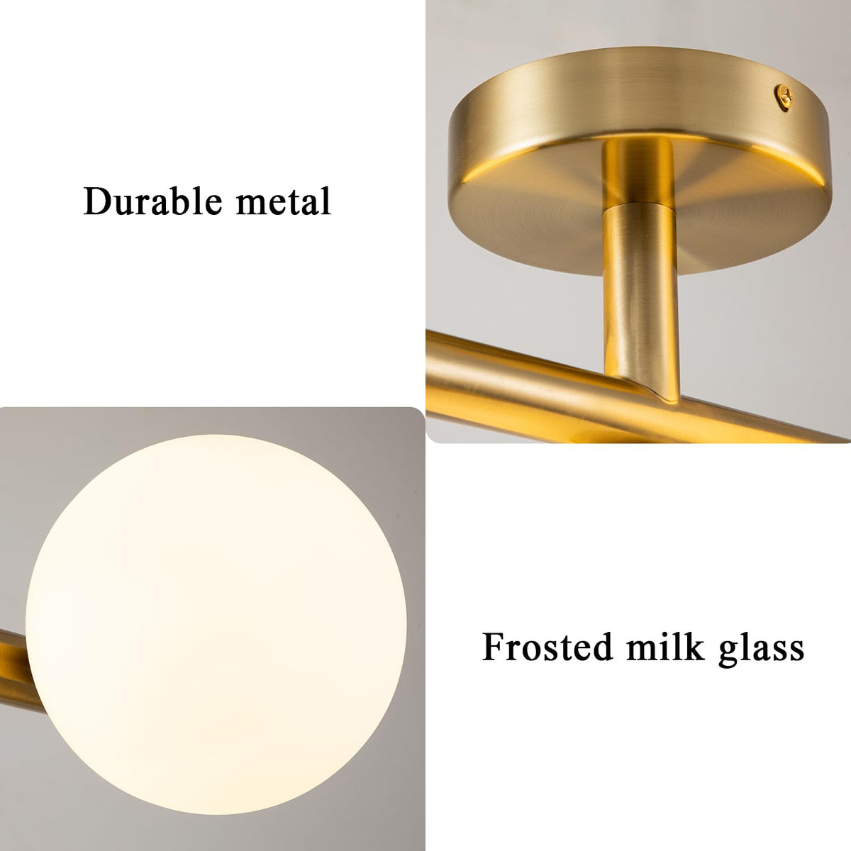 EDISLIVE Semi-Flush Mount Glass Globe Ceiling Light