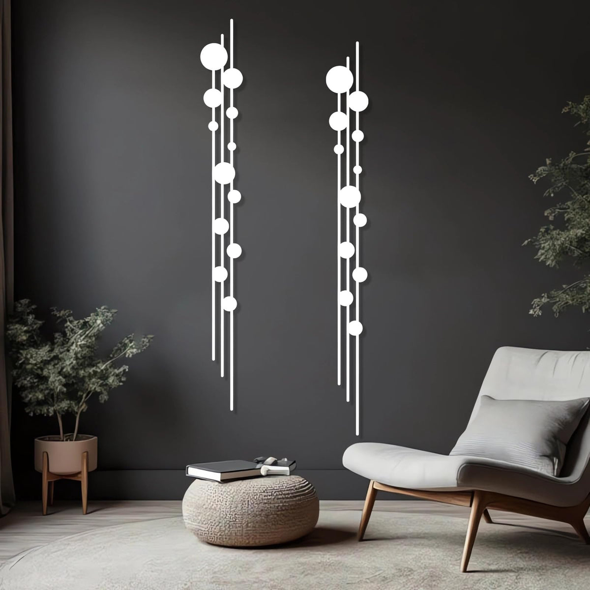 Gueeclk Minimalist Metal Wall Art Sculpture Set of 2