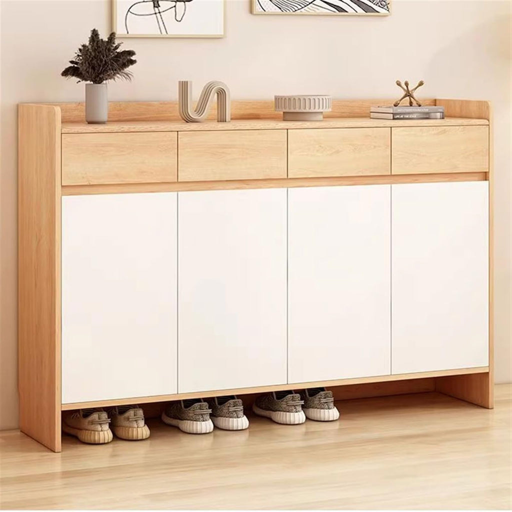 Modern Solid Wood Entryway Shoe Cabinet with Storage