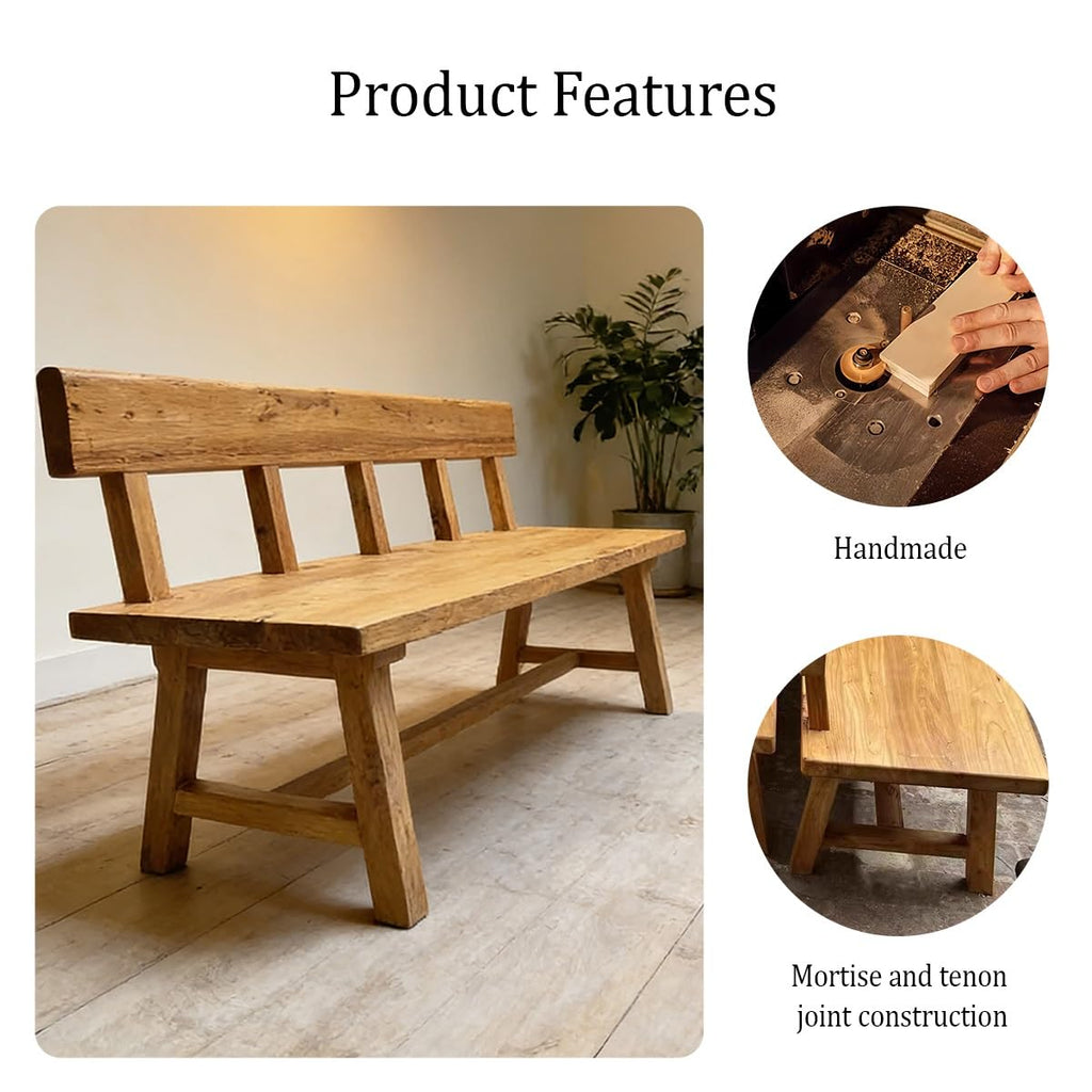 CJWKXQOL Solid Wood Farmhouse Entryway Bench with Triangular Legs