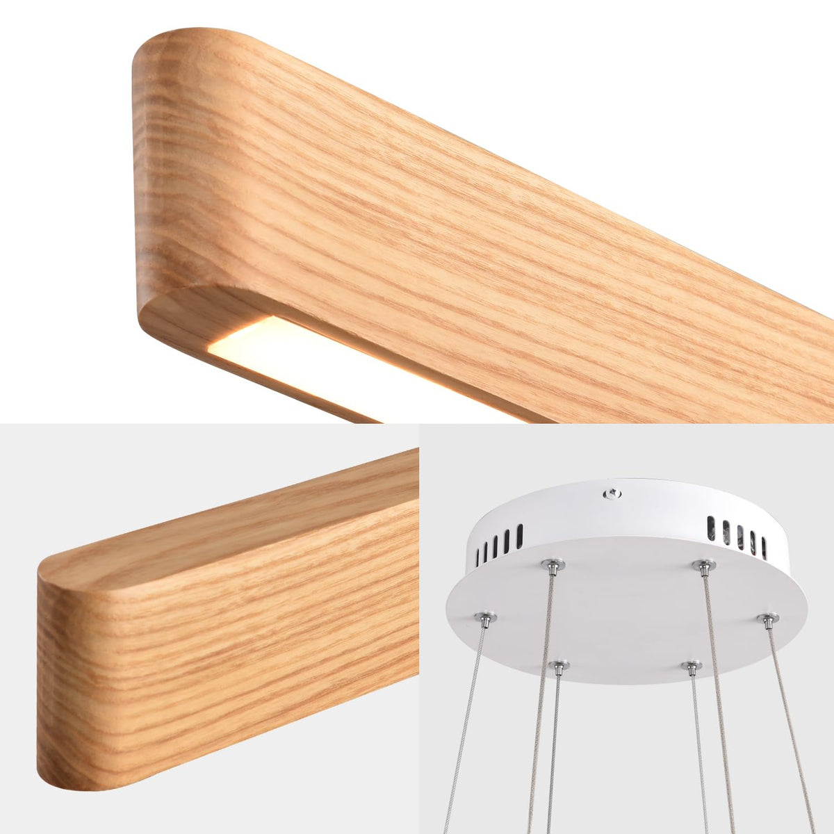 YISDESIGN Dimmable Wood Linear Pendant Light Fixture