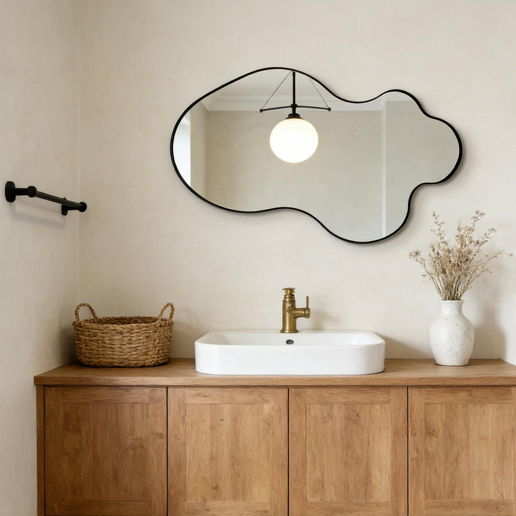 Flower-Shaped Decorative Metal Wall Mirror for Entryway