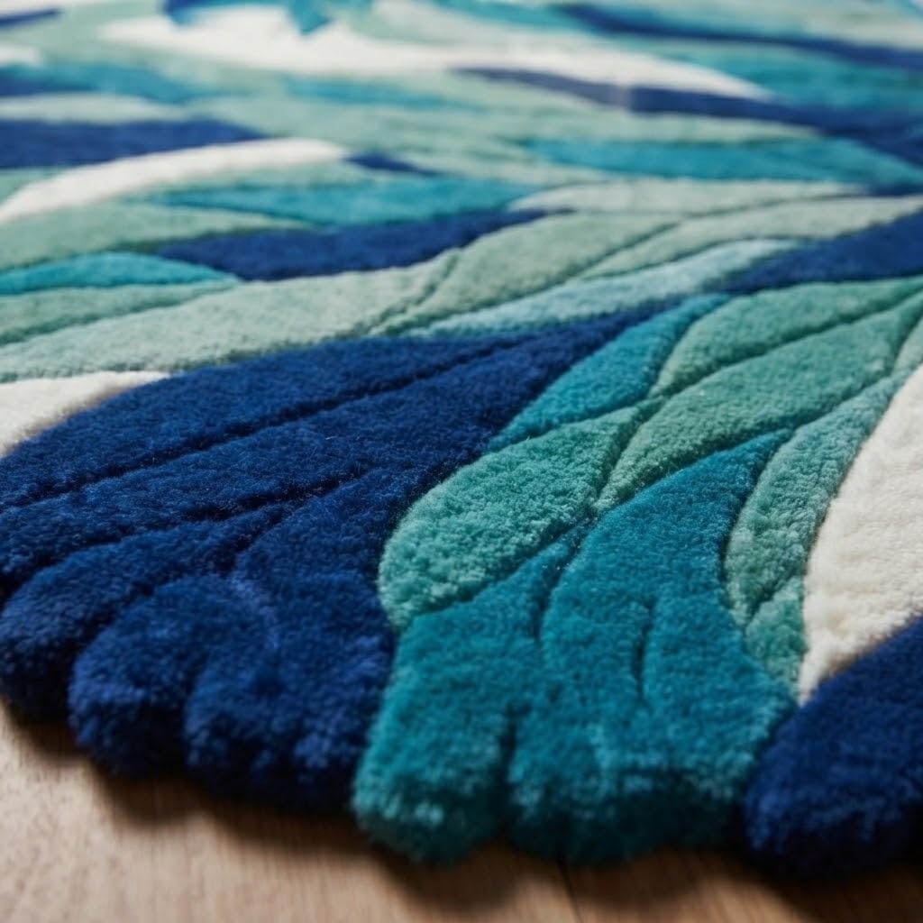 Hand-Tufted Abstract Tropical Leaf Plush Area Rug