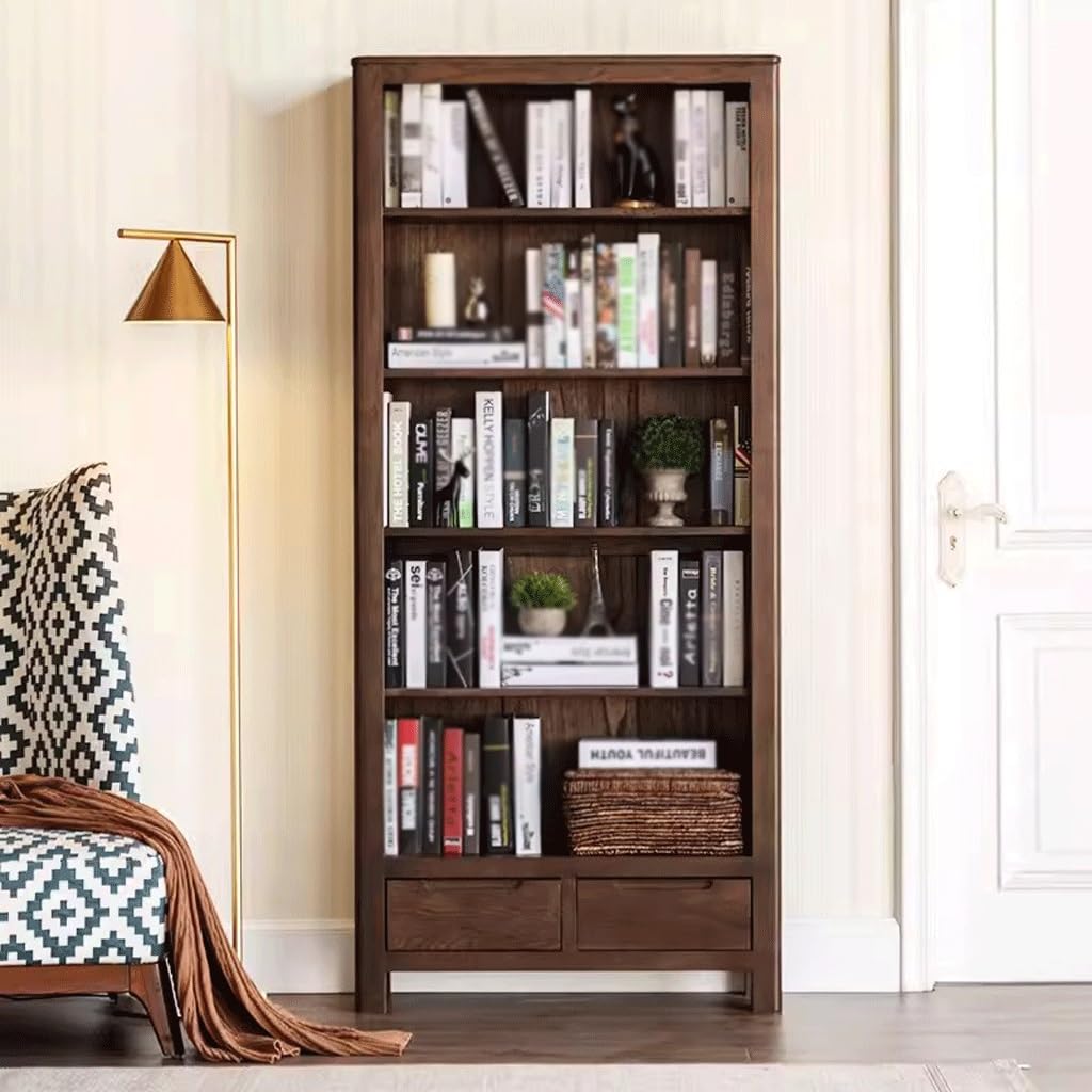 Modern Nordic Solid Wood Oak & Walnut Storage Bookcase