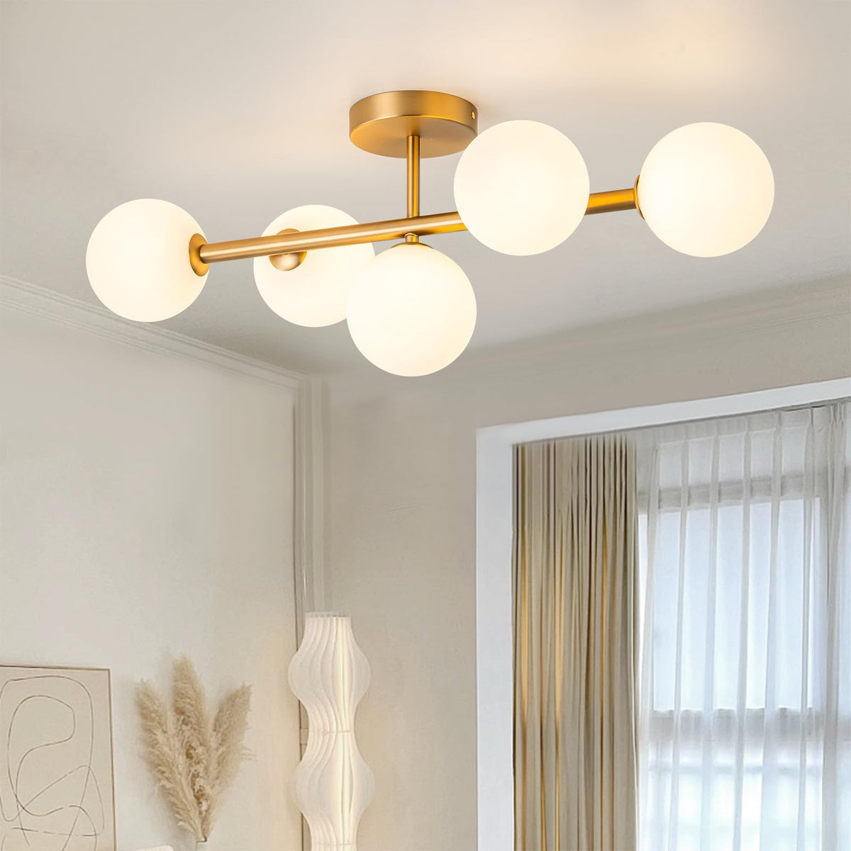 EDISLIVE Semi-Flush Mount Glass Globe Ceiling Light