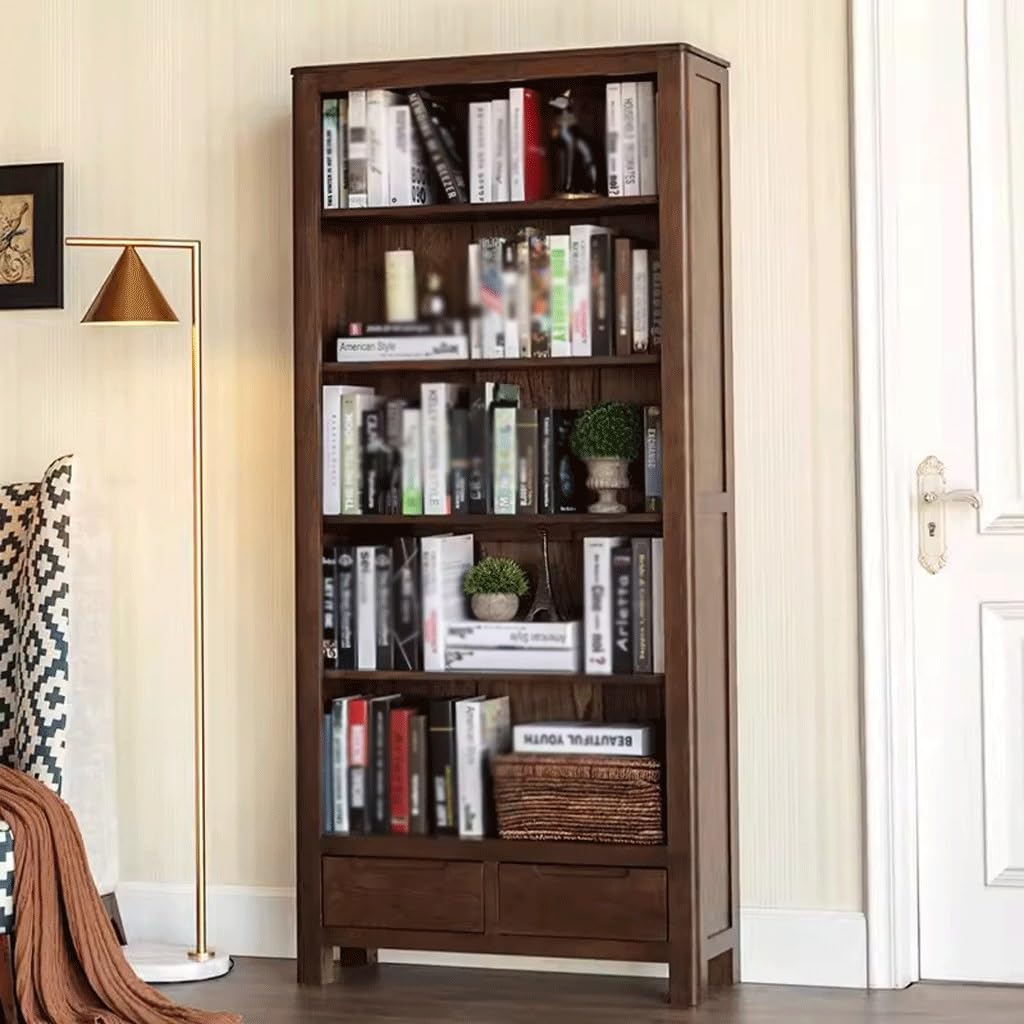 Modern Nordic Solid Wood Oak & Walnut Storage Bookcase
