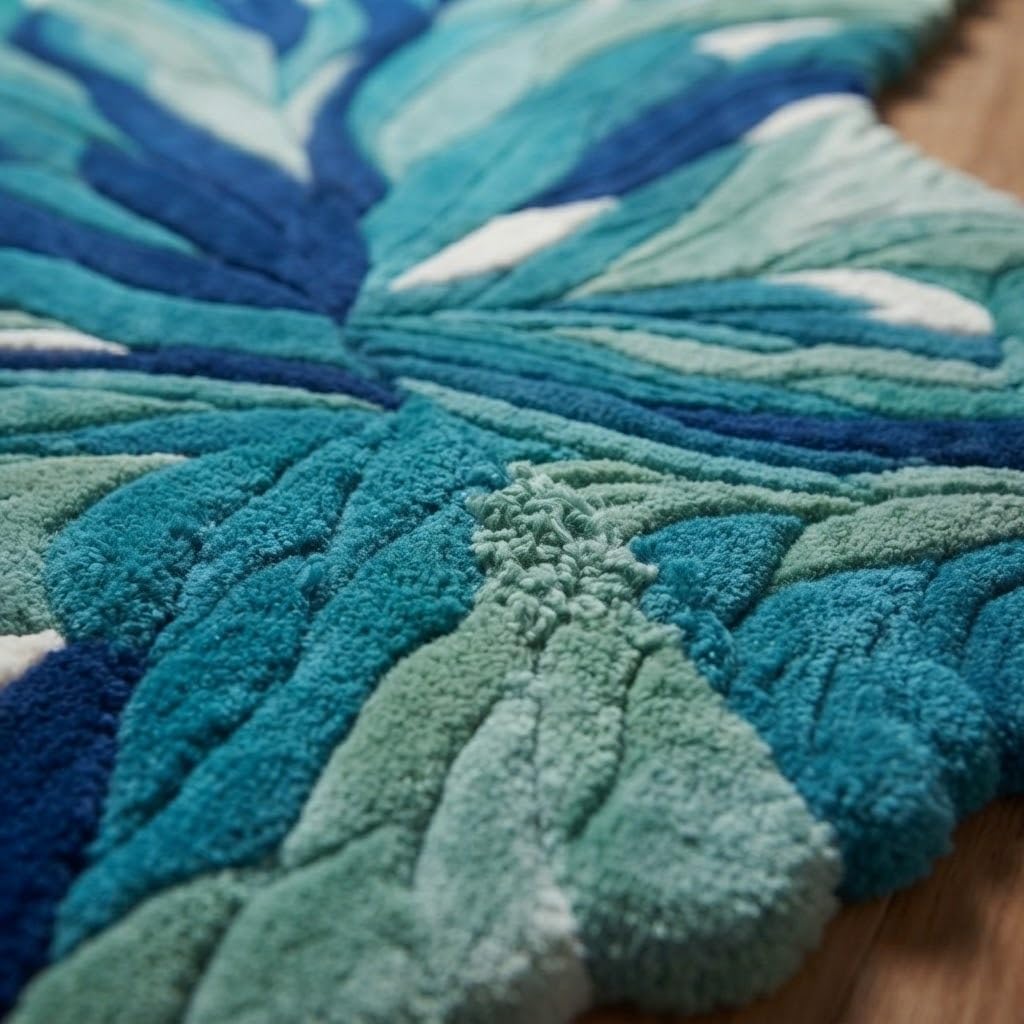 Hand-Tufted Abstract Tropical Leaf Plush Area Rug