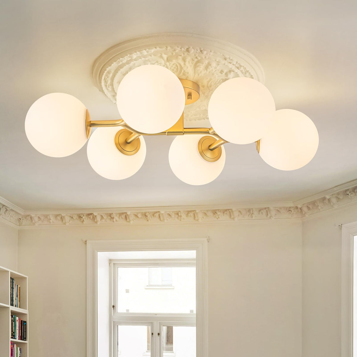 EDISLIVE Semi-Flush Mount Glass Globe Ceiling Light