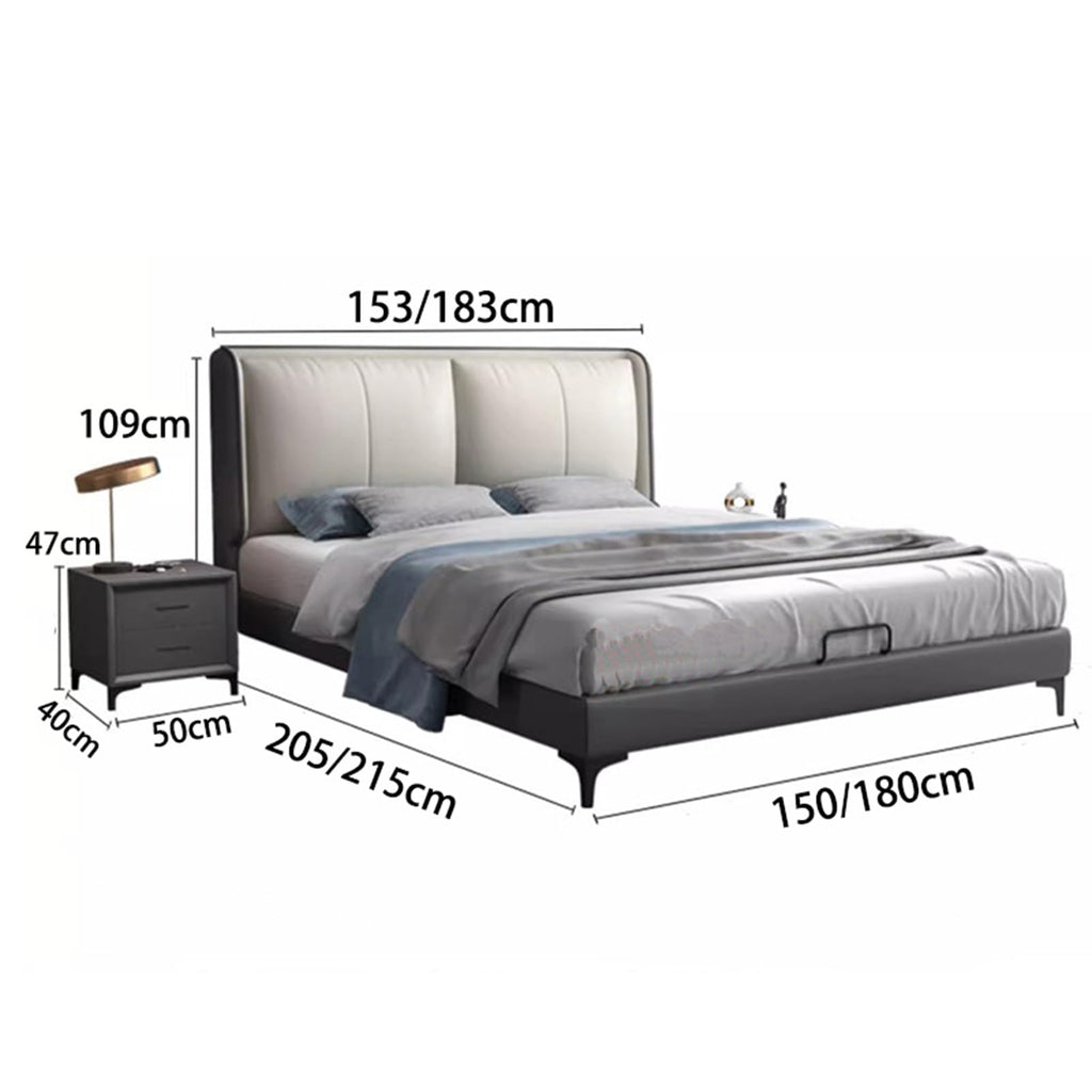 DLCQIJI White Queen Leather Upholstered Platform Bed Frame