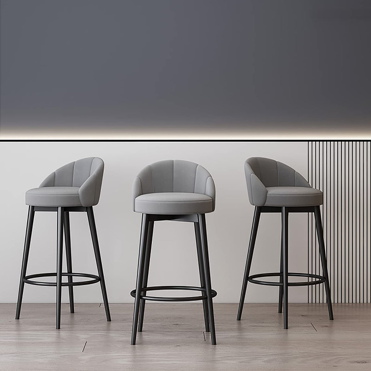 Modern Velvet Bar Stools with Backrest, Set of 2