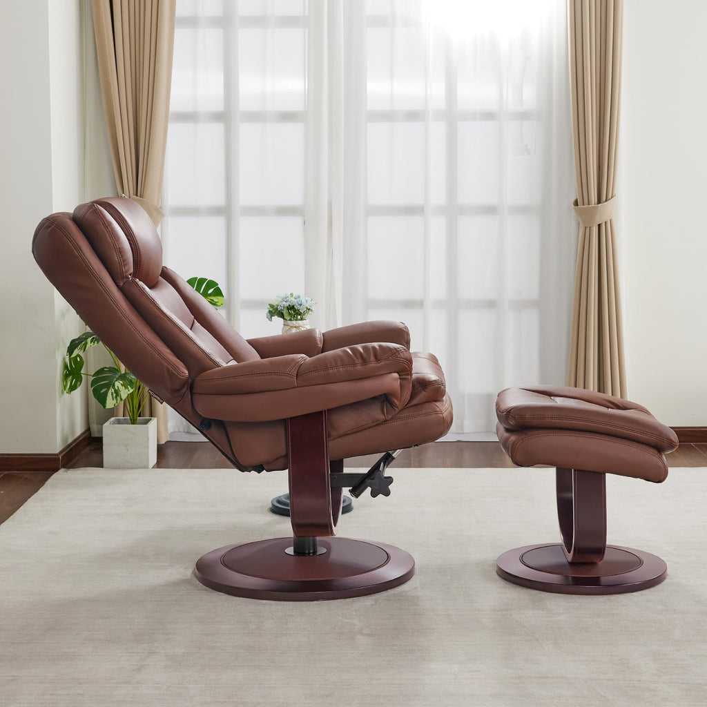 MCombo Swivel Recliner Chair with Ottoman & Wood Base