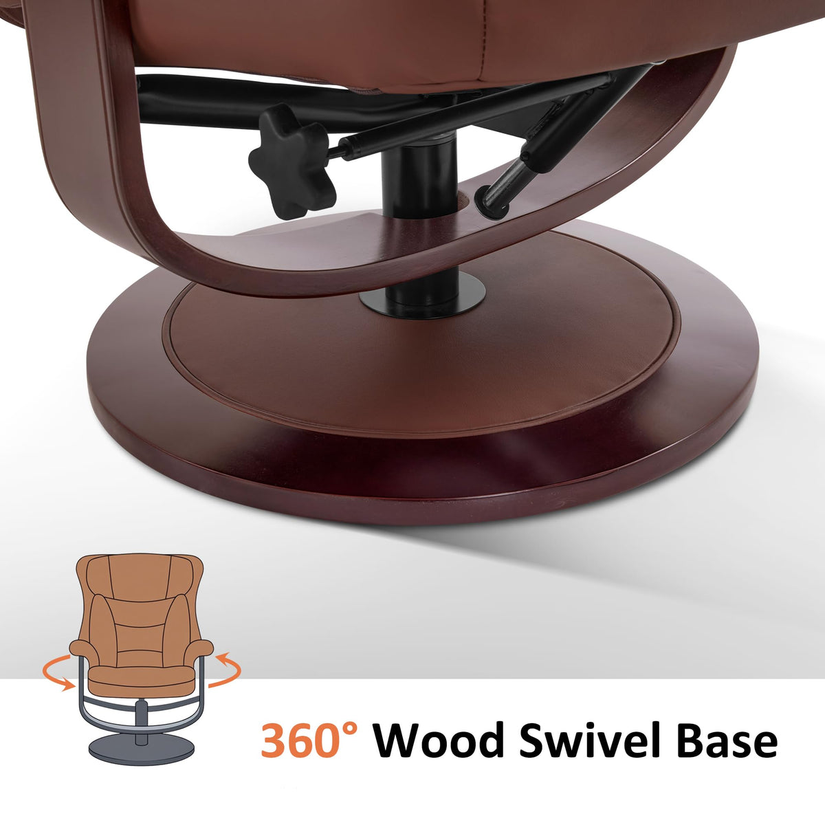 MCombo Swivel Recliner Chair with Ottoman & Wood Base