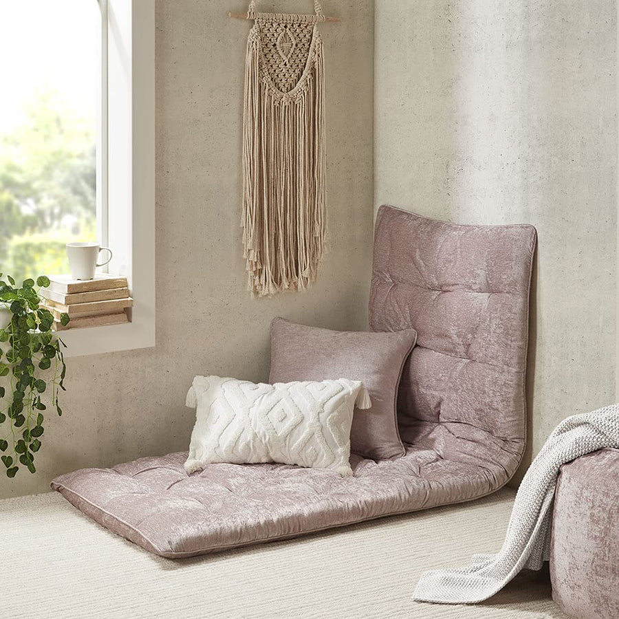 Blush Chenille Lounge Floor Pillow Cushion, 27 x 74 Inch